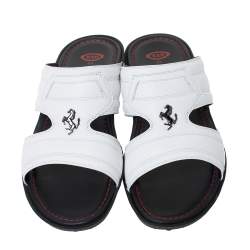 Pre Owned صندل سلايد تودز فور فيراري إصدار محدود بنعل سميك جلد أبيض مقاس 39.5