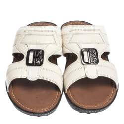 Tod's White Leather Open Toe Sandals Size 39.5 