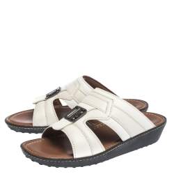 Tod's White Leather Open Toe Sandals Size 39.5 