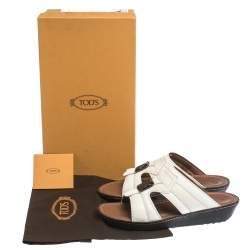 Tod's White Leather Open Toe Sandals Size 39.5 