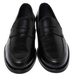 Pre Owned حذاء لوفرز تودز طراز سليب أون مزين سير بيني جلد أسود مقاس 44.5