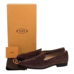 Pre Owned Tod's Brown Nubuck Leather Slip On Loafers Size 45.5