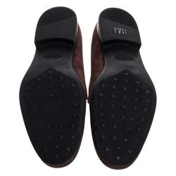 Pre Owned Tod's Brown Nubuck Leather Slip On Loafers Size 45.5