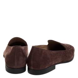 Pre Owned Tod's Brown Nubuck Leather Slip On Loafers Size 45.5