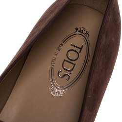 Pre Owned Tod's Brown Nubuck Leather Slip On Loafers Size 45.5