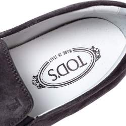 Pre Owned Tod's Grey Suede Leather Espadrille Slip On Loafers Size 45