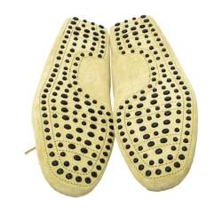 Pre Owned Tod's Yellow Suede Bow Slip On Loafers Size 44.5