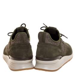 Pre Owned Tod's Green Suede Leather And Fabric Low Top Sneakers Size 42