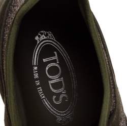 Pre Owned Tod's Green Suede Leather And Fabric Low Top Sneakers Size 42
