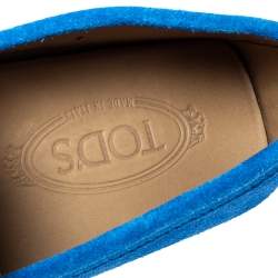 Pre Owned حذاء لوفرز تودز سليب أون حرف تي مزدوج جلد سويدي أزرق مقاس 41