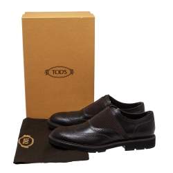 Tod's Brown Brogue Leather Slip On Oxford Size 44.5