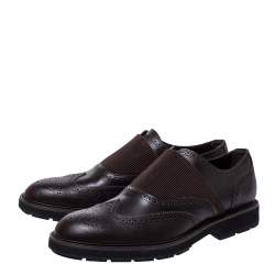 Tod's Brown Brogue Leather Slip On Oxford Size 44.5