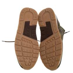 Pre Owned حذاء رياضي تودز منخفض من أعلى قماش وجلد سويدي أخضر مقاس 44.5