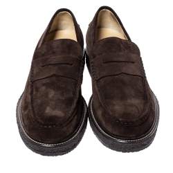 Pre Owned حذاء لوفرز تودز بيني جلد سويدي بني مقاس 44