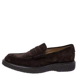 Pre Owned حذاء لوفرز تودز بيني جلد سويدي بني مقاس 44