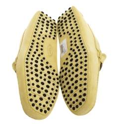Pre Owned Tod's Yellow Suede Leather Double T Slip On Loafers Size 44.5 