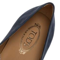 مملوكة مسبقًا حذاء لوفرز سليب أون تودز جلد نوبوك أزرق مقاس 45.5 