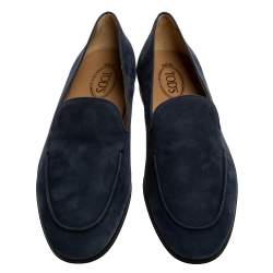 مملوكة مسبقًا حذاء لوفرز سليب أون تودز جلد نوبوك أزرق مقاس 45.5 