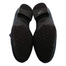 مملوكة مسبقًا حذاء لوفرز سليب أون تودز جلد نوبوك أزرق مقاس 45.5 