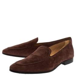 Pre Owned Tod's Brown Nubuck Leather Slip On Loafers Size 45.5