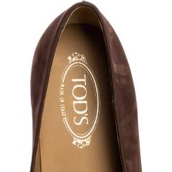 Pre Owned Tod's Brown Nubuck Leather Slip On Loafers Size 45.5