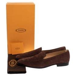 Pre Owned Tod's Brown Nubuck Leather Slip On Loafers Size 45.5