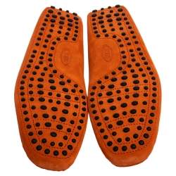 مملوكة مسبقًا Tod's Orange Suede Leather Double T Slip On Loafers Size 43