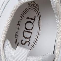 Pre Owned Tod's White Leather and Mesh Active Sporty Sneakers Size 41.5
