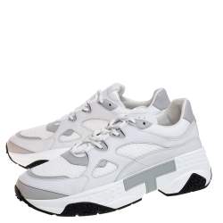 Pre Owned Tod's White Leather and Mesh Active Sporty Sneakers Size 41.5
