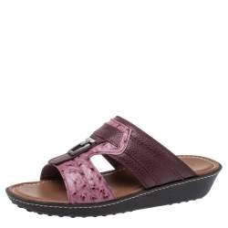 Tod's Two Tone Ostrich Embossed and Leather Sandals Size 39.5