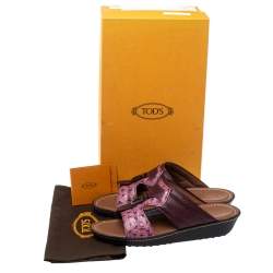 Tod's Two Tone Ostrich Embossed and Leather Sandals Size 39.5