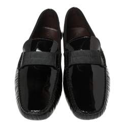 Pre Owned حذاء لوفرز تودز سموكينغ نيو غومينى جلد لامع أسود مقاس 43