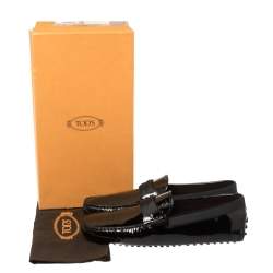 Pre Owned حذاء لوفرز تودز سموكينغ نيو غومينى جلد لامع أسود مقاس 43