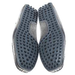 Pre Owned Tod's Two Tone Denim Fabric Gommino Penny Slip On Loafers Size 43