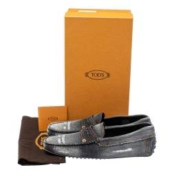 Pre Owned Tod's Two Tone Denim Fabric Gommino Penny Slip On Loafers Size 43