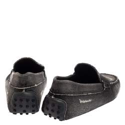 Pre Owned Tod's Two Tone Denim Fabric Gommino Slip On Loafers Size 42