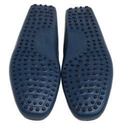 Pre Owned حذاء لوفرز تودز غومينو جلد أزرق سليب أون مقاس 44.5