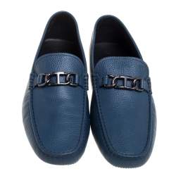 Pre Owned حذاء لوفرز تودز غومينو جلد أزرق سليب أون مقاس 44.5