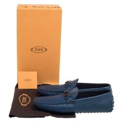 Pre Owned حذاء لوفرز تودز غومينو جلد أزرق سليب أون مقاس 44.5