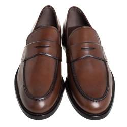 Tod's Brown Leather Penny Slip On Loafers Size 45