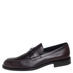 مملوكة مسبقًا Tod's Brown Leather Buckle Slip On Loafers Size 45.5