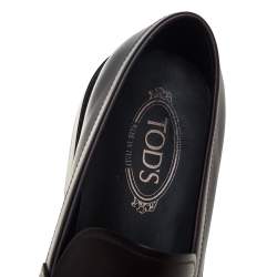 مملوكة مسبقًا Tod's Brown Leather Buckle Slip On Loafers Size 45.5