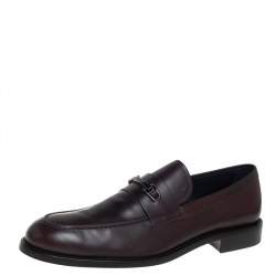 مملوكة مسبقًا Tod's Brown Leather Buckle Slip On Loafers Size 45.5