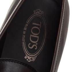 Pre Owned Tod's Brown Leather Penny Slip On Loafers Size 45.5