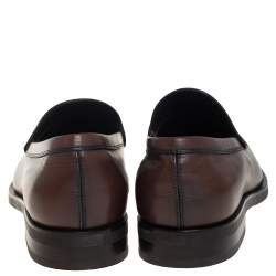 Pre Owned Tod's Brown Leather Penny Slip On Loafers Size 45.5