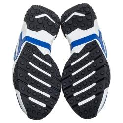 مملوكة مسبقًا Tod's Blue/White Mesh and Leather Chunky Platform Sneakers Size 44.5