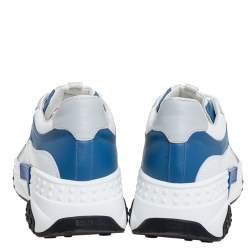 مملوكة مسبقًا Tod's Blue/White Mesh and Leather Chunky Platform Sneakers Size 44.5