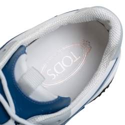 مملوكة مسبقًا Tod's Blue/White Mesh and Leather Chunky Platform Sneakers Size 44.5