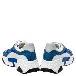 Pre Owned Tod's Blue/White Mesh And Leather Low Top Sneakers Size 42.5