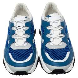 Pre Owned Tod's Blue/White Mesh And Leather Low Top Sneakers Size 43